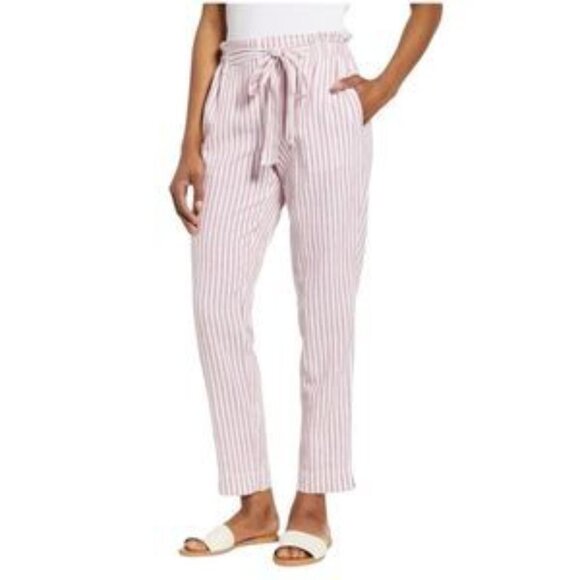 BeachlunchLounge Collections Linen Pink White Pin Stripe Pants P6614 - Picture 1 of 10